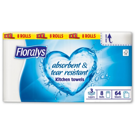 Floralys kuchynské utierky 3vrst. 8ks