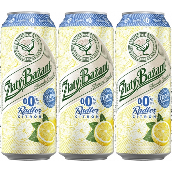 Zlatý Bažant Radler 0,0% 3x0,5l plech.