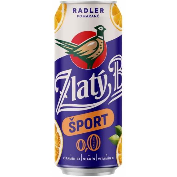Zlatý Bažant Radler 0,0% Šport 0,5l plech.